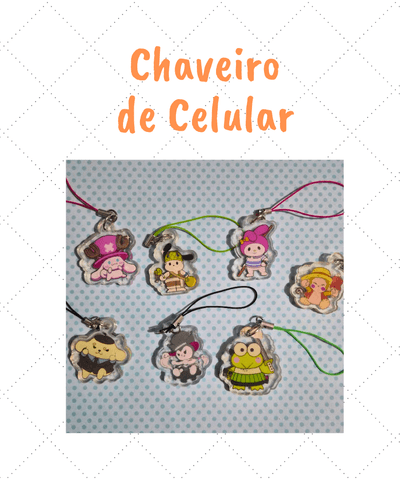 Chaveiro celular 3,5cm impressão UV com cordinha